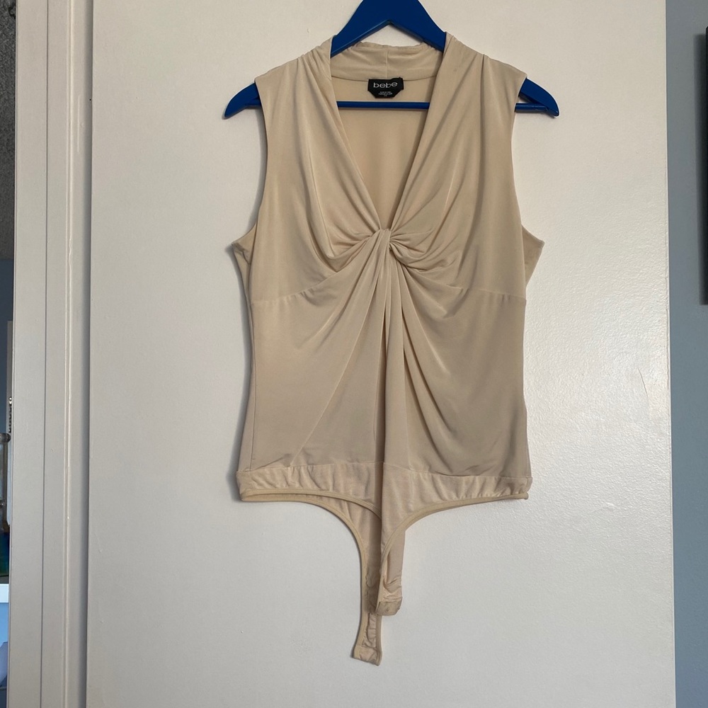 Bebe Beige Tan body suite size L large